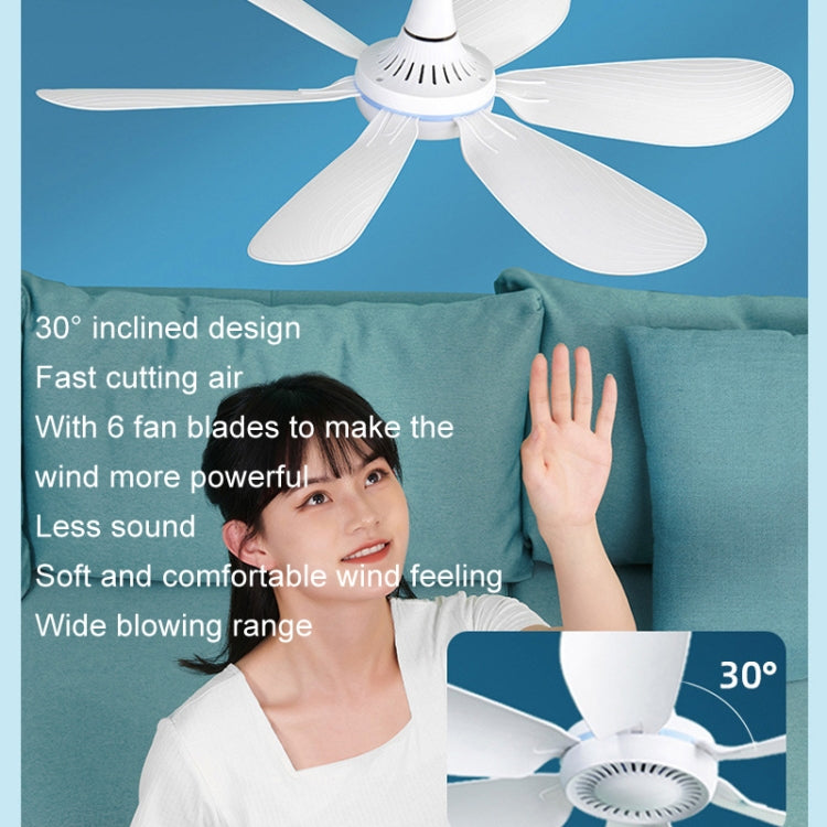 USB Home Dormitory Mute High Wind Power Mini Fan Six Blade Small Ceiling Fan, Style: Fan+Remote Control Speed Control Cord - Electric Fans by buy2fix | Online Shopping UK | buy2fix