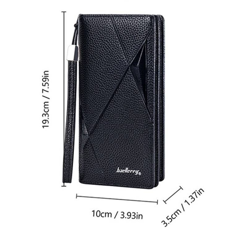 Baellerry S1240 Lychee Pattern Business Casual Zipper Long Wallet Multi-card Slot Clutch Bag(Black) - Wallets by Baellerry | Online Shopping UK | buy2fix