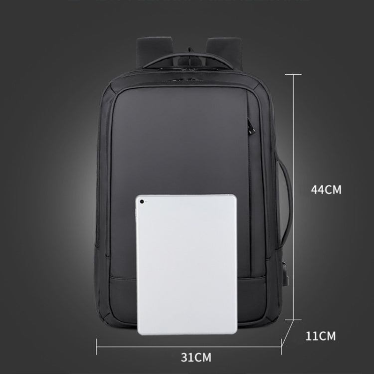 Expandable Business Waterproof Laptop Backpack With USB Port(Black) - Backpack by buy2fix | Online Shopping UK | buy2fix