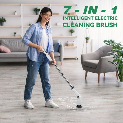 Multifunctional Long and Short Dual Purpose Electric Cleaning Brush Kitchen Bathroom Window Floor Brush(Rose Gold) - Sponges, Cloths & Brushes by buy2fix | Online Shopping UK | buy2fix