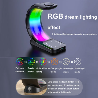 T17 3-in-1 RGB Atmosphere Light MagSafe Phone Watch Earphone Wireless Charger, Color: White with AU Plug - Wireless Charger by buy2fix | Online Shopping UK | buy2fix