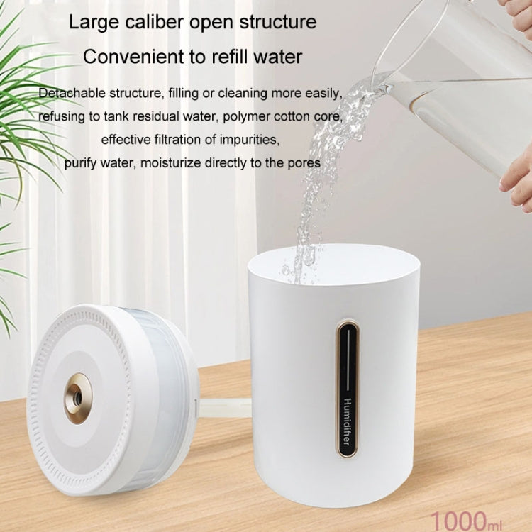 1L Home Humidifier Large Capacity Desk Aroma Mute Ambient Light Humidifier Charging Model(White) - Air Purifiers & Accessories by buy2fix | Online Shopping UK | buy2fix