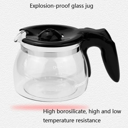 HOMEZEST 600W 0.65L  Automatic Drip Coffee Maker with Glass Carafe 2-6 Cup Capacity(323 Black EU Plug) - Coffee Tools by HOMEZEST | Online Shopping UK | buy2fix