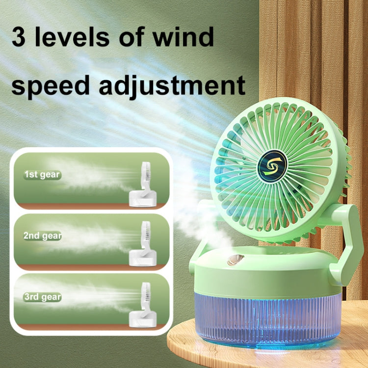 USB Charging Folding Desktop Spray Humidification Fan with Night Light(Green) - Electric Fans by buy2fix | Online Shopping UK | buy2fix