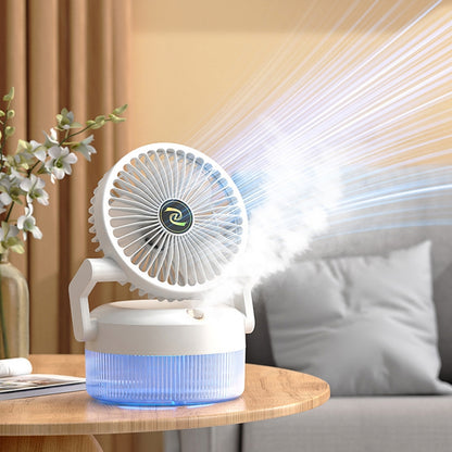 USB Charging Folding Desktop Spray Humidification Fan with Night Light(White) - Electric Fans by buy2fix | Online Shopping UK | buy2fix