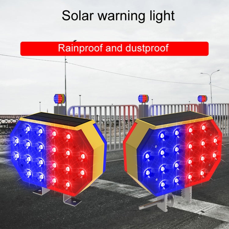 C1A Solar Powered Double Sided LED Barricade Light Traffic Signal Red And Blue Strobe Road Warning Lights - Warning Lights by buy2fix | Online Shopping UK | buy2fix
