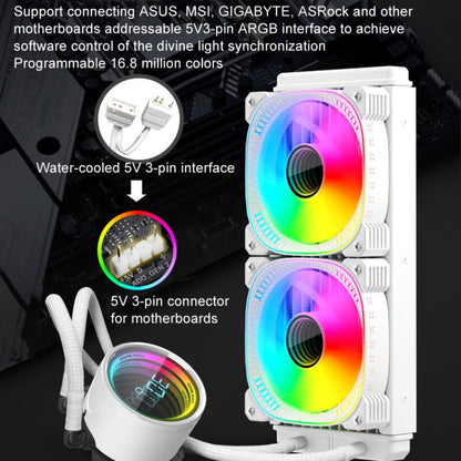 COOLMOON CM-YM-240T Digital ARGB Lens Edition Integrated Water Cooling CPU Cooler Temperature Display CPU Fan(White) - Fan Cooling by COOLMOON | Online Shopping UK | buy2fix