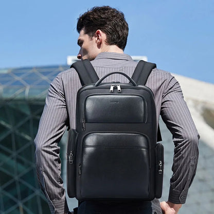 Bopai 61-125031 Large-capacity First-layer Cowhide Business Laptop Backpack With USB+Type-C Port(Black) - Backpack by Bopai | Online Shopping UK | buy2fix