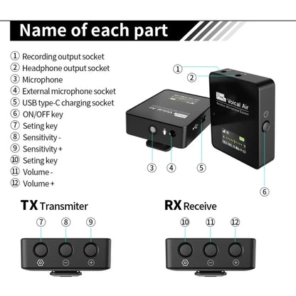 Pixel UHF Wireless Lavalier Microphone System with Real time Monitoring for DSLR Cameras Phones 1 To 1 - Microphone by Pixel | Online Shopping UK | buy2fix