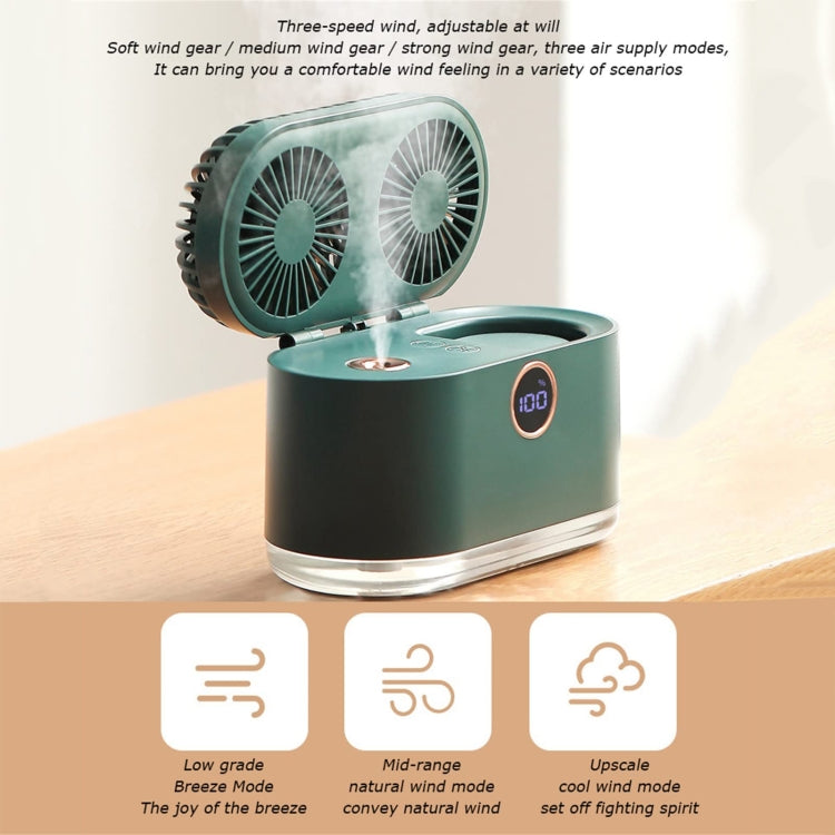 WT-818 Dual-leaf Spray Smart Digital Display Desktop Fan Night Light Humidification Cooler(White) - Electric Fans by buy2fix | Online Shopping UK | buy2fix