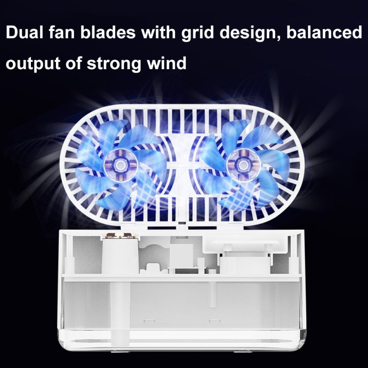 WT-818 Dual-leaf Spray Smart Digital Display Desktop Fan Night Light Humidification Cooler(White) - Electric Fans by buy2fix | Online Shopping UK | buy2fix