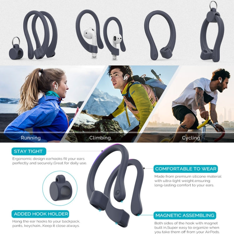 AhaStyle PT78 1pair Wireless Earphones Magnetic Silicone Storage Anti-Loss Earhooks For Apple AirPods 1 / 2 / 3 / Pro / Pro 2(Black) - Anti-lost & Holder by AhaStyle | Online Shopping UK | buy2fix