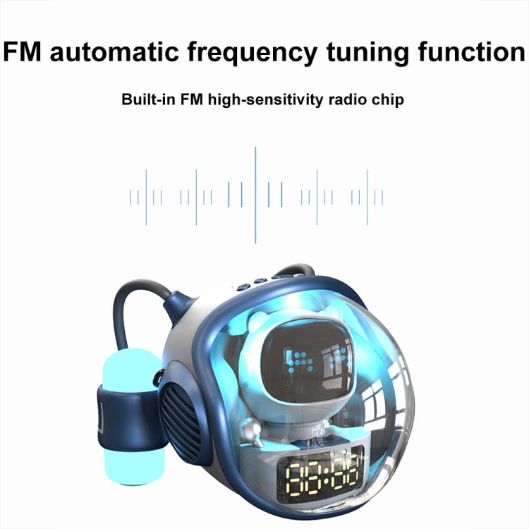 Space Sapsule Clock Wireless Bluetooth Speaker With Atmosphere Light(Blue) - Desktop Speaker by buy2fix | Online Shopping UK | buy2fix