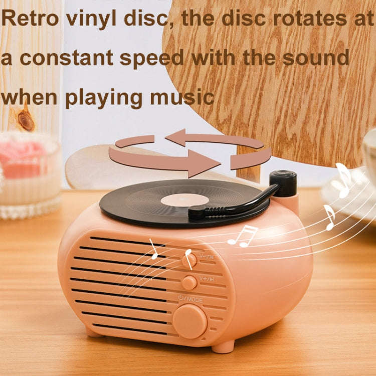 Retro Mini Record Player Wireless Bluetooth Speaker Multifunctional Card Desktop Speaker(Pink Pink) - Desktop Speaker by buy2fix | Online Shopping UK | buy2fix