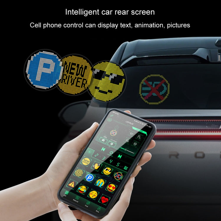 HI.GROOM Car LED Customized Pixel Emoji Lights Bluetooth Remote Control Interactive AI Screen, Style: With Remote Control - Car Monitor by HI.GROOM | Online Shopping UK | buy2fix