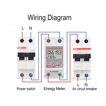 SINOTIMER  DDS6619 80A 230V Din Rail Single Phase Energy Meter Voltage Current Power Meter Without Backlight - Other Tester Tool by SINOTIMER | Online Shopping UK | buy2fix