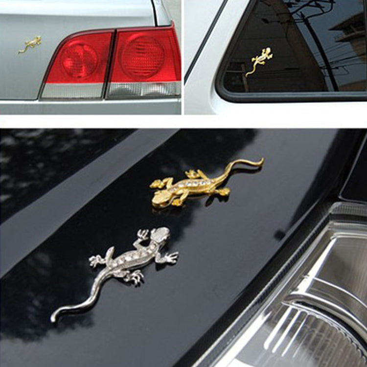 Zinc Alloy Rhinestone Gecko Metal 3D Car Sticker(Gold) - 3D Metal Sticker by buy2fix | Online Shopping UK | buy2fix