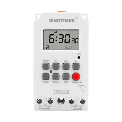 SINOTIMER TM630S-K 85-265V AC 30A Timer Switch 1 Second Interval Weekly Programmable Time Relay - Switch by SINOTIMER | Online Shopping UK | buy2fix