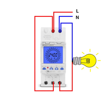 SINOTIMER  TM929AKL 85-265V 16A 24hrs Digital Analogue Din Module Time Switch With Backlight - Switch by SINOTIMER | Online Shopping UK | buy2fix