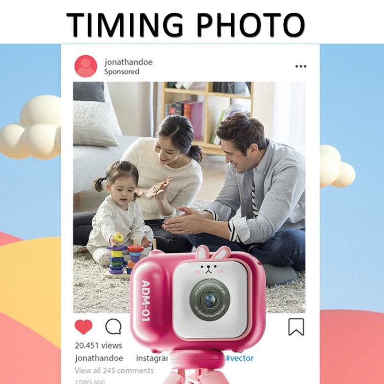 2.4 Inch IPS Screen 48MP Dual Lens Kids Digital Camera Mini Video Camera Without TF Card Pink Bunny - Children Cameras by buy2fix | Online Shopping UK | buy2fix