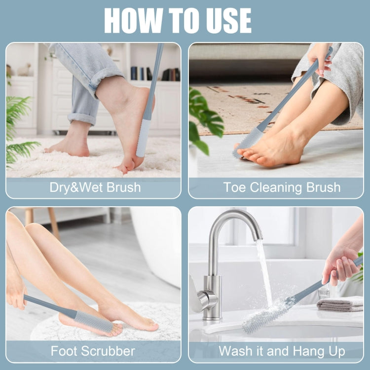 Foot Washing Brush Dry and Wet Toe Cleaning and Anti-Itch Brush, Style: Long Bristle(Lake Blue Gray) - Bath Brushes & Sponges by buy2fix | Online Shopping UK | buy2fix