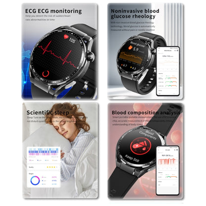 F200 Smart Health Watch ECG Electrocardiogram Blood Sugar Monitoring 1.55 Inch Round Screen, Color: Black Brown Leather - Smart Watches by buy2fix | Online Shopping UK | buy2fix