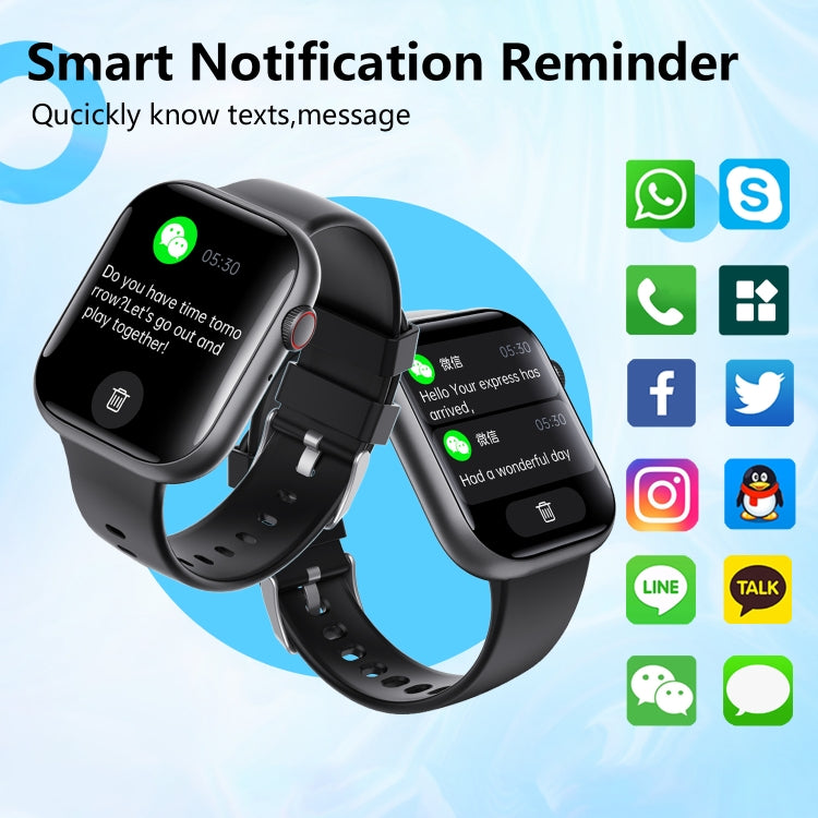 F70  2.1 Inch Screen Smart Watch With Blood Sugar/Blood Oxygen Monitoring /SOS Alarm/100+ Sports Modes, Color: Black Brown Leather - Smart Watches by buy2fix | Online Shopping UK | buy2fix