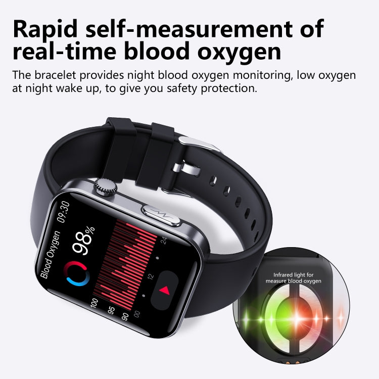 F300  2.1-Inch Screen Smart Watch Supports Bluetooth Calls/ECG/Blood Composition Analysis/50+ Sports Modes, Color: Black Leather - Smart Watches by buy2fix | Online Shopping UK | buy2fix