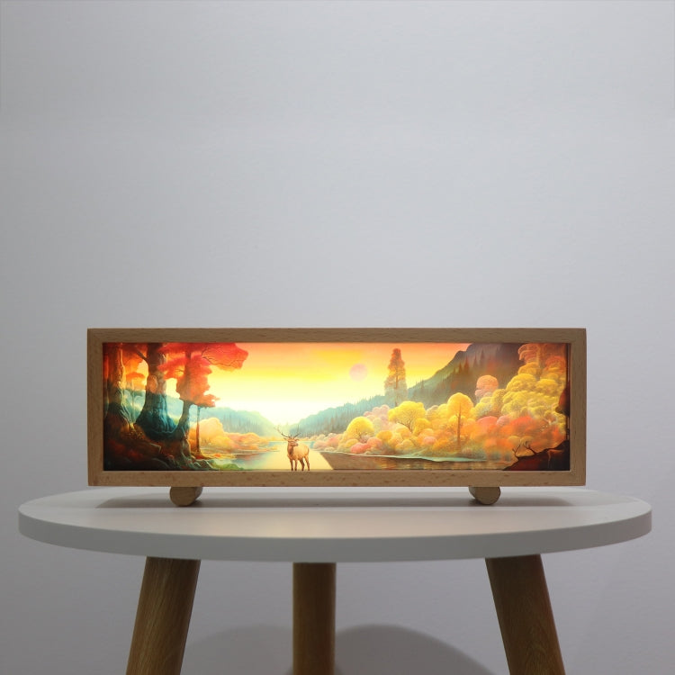 Warm Light Touch Control Wooden Acrylic Atmosphere Lightbox Decoration Painting Night Light(Beech) - Night Lights by buy2fix | Online Shopping UK | buy2fix