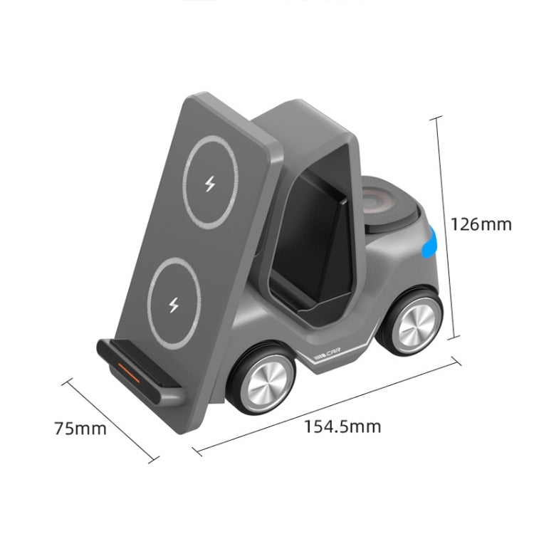 T20S 3-In-1 15W Small Forklift-Shaped Desktop Wireless Charger With LED Atmosphere Light(Orange) - Wireless Charger by buy2fix | Online Shopping UK | buy2fix