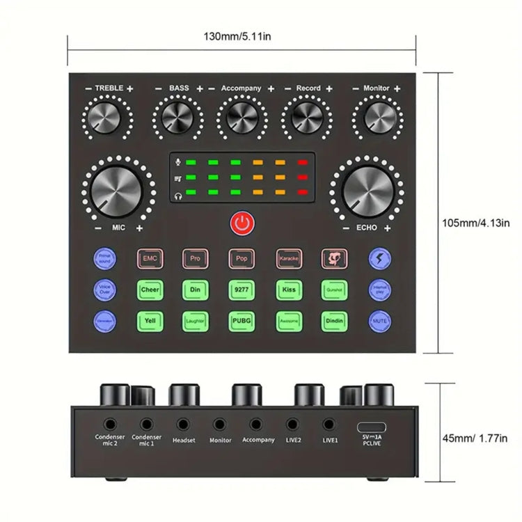 V8S Audio Mixer Live Voice Changer External Sound Card, Color: Gold Cantilever Set - Live Sound Effects Processors by buy2fix | Online Shopping UK | buy2fix