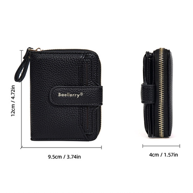 Baellerry N1915 Lychee Pattern Multi-card Slot Zipper Women Short Wallet(Milk Apricot) - Wallets by Baellerry | Online Shopping UK | buy2fix