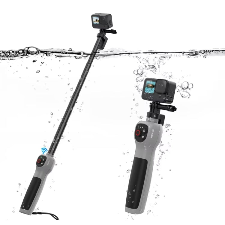 TELESIN 0.85m Underwater Selfie Stick Wireless Remote Control For GoPro HERO12 Black / HERO11 Black / HERO10 Black / HERO9 Black / HERO8 Black - Stabilizer Grip by TELESIN | Online Shopping UK | buy2fix