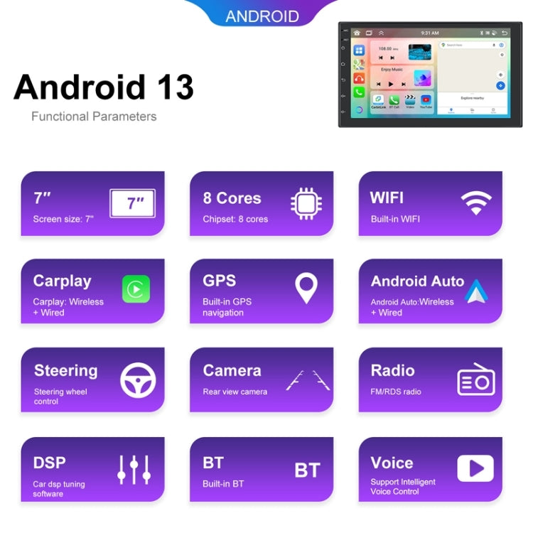 10.1inch Android 13.0 Dual Butt Universal Wireless Carplay Car Navigation Center Control All-In-One Monitor(Standard+AHD Camera) - Car MP3 & MP4 & MP5 by buy2fix | Online Shopping UK | buy2fix