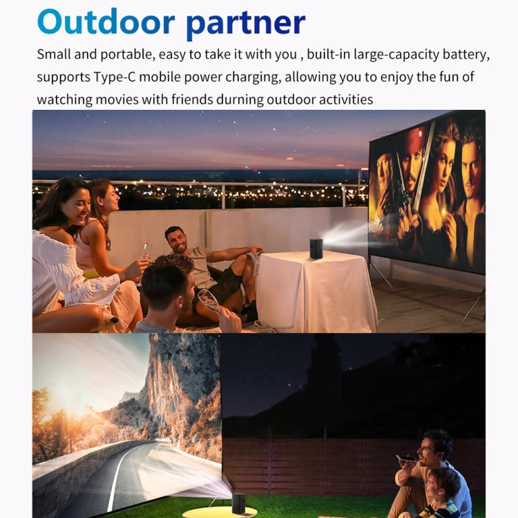 TOUMEI C900 Outdoor Portable Built-In Battery 4K HD Home Music Projector US Plug(Black) - Mini Projector by TOUMEI | Online Shopping UK | buy2fix