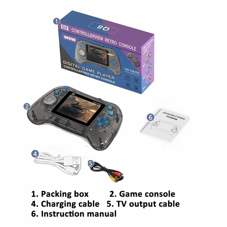 Q8 Handheld Game Console 3.0 Inch Screen Support TV Connection Built In 800 Games Doubles Transparent Purple - Pocket Console by buy2fix | Online Shopping UK | buy2fix