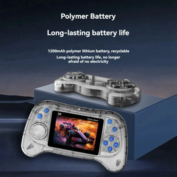 Q8 Handheld Game Console 3.0 Inch Screen Support TV Connection Built In 800 Games Doubles Transparent Blue - Pocket Console by buy2fix | Online Shopping UK | buy2fix