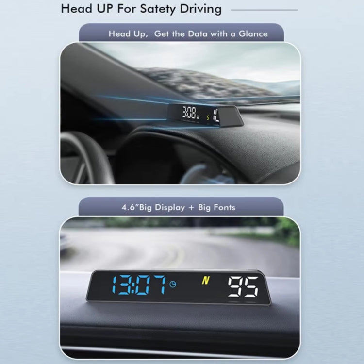 Head-up Display USB Powered High-definition Vehicle Code Altitude Meter(All White) - Head Up Display System by buy2fix | Online Shopping UK | buy2fix