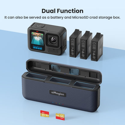 For GoPro HERO13 Black aMagisn Battery Charging Box Triple Slot Charging Case - Charger by aMagisn | Online Shopping UK | buy2fix