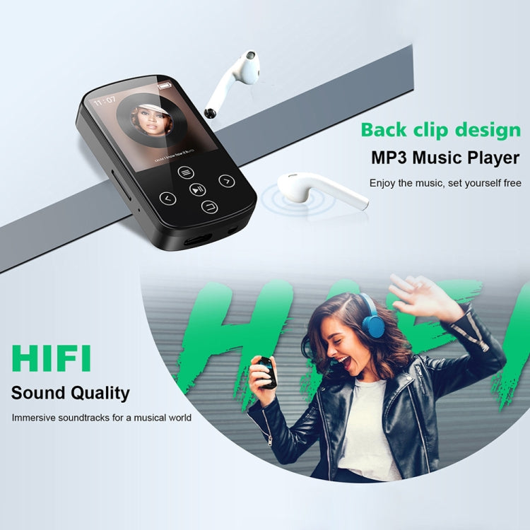 MP3 Bluetooth Music Player HIFI Sports Clip Touch Screen MP4, Memory: 64GB(Black) - MP3 Player by buy2fix | Online Shopping UK | buy2fix