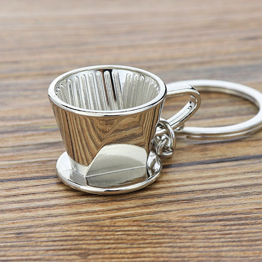 Mini Metal Keychain Coffee Utensils Decorative Pendant, Style: Strainer Cup Silver - Key Rings by buy2fix | Online Shopping UK | buy2fix