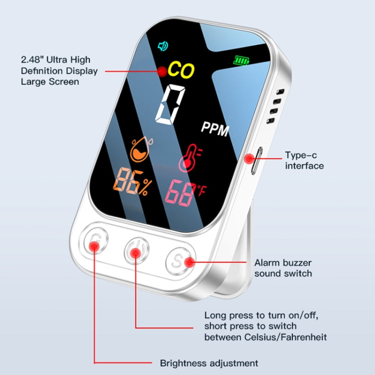 3 In 1 Multifunctional Portable Carbon Monoxide Detector(Black) - Air & Water Quality Tester by buy2fix | Online Shopping UK | buy2fix