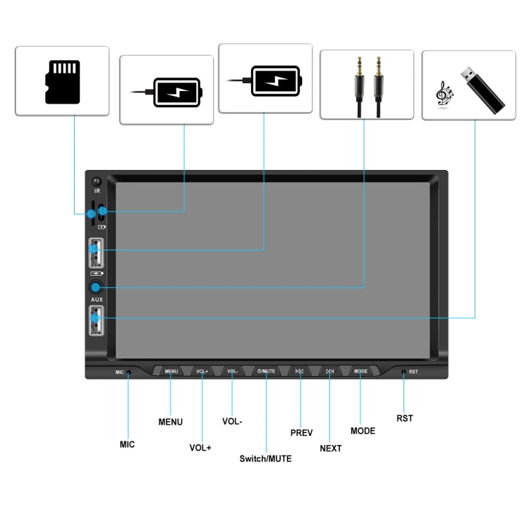 7-inch Double Din Car MP5 Player Support CarPlay/Android Auto/Mirror Link/Bluetooth With AHD Camera - Car MP3 & MP4 & MP5 by buy2fix | Online Shopping UK | buy2fix