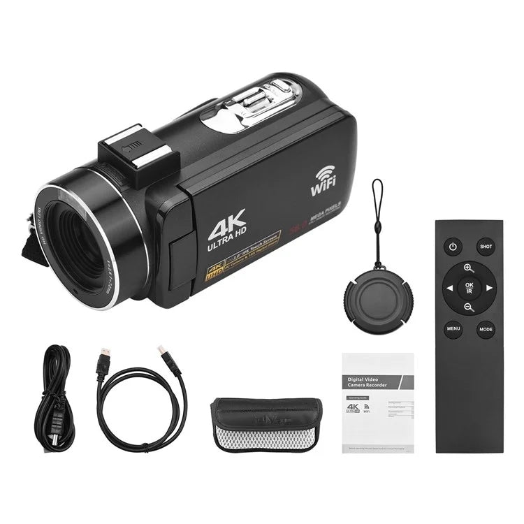 4K  Digital Video Camera 3 Inch IPS Touch Screen 56MP 18X Digital Zoom WiFi Camcorder, Spec: Set 3 - Video Cameras by buy2fix | Online Shopping UK | buy2fix