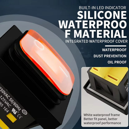 FILN 220V 30A Split Dustproof Boat-type Switch With Light, Specifications: No Waterproof 4 Pin 2 Gear Blue Light - Car Switches by FILN | Online Shopping UK | buy2fix