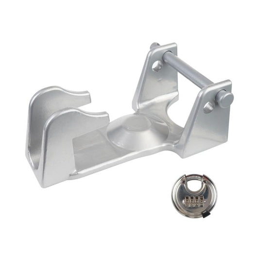 Coupler Gooseneck Hitch Trailer Lock For Heavy Trailer Transporter RV, Color: Silver + Combination Lock - Towing Bars by buy2fix | Online Shopping UK | buy2fix