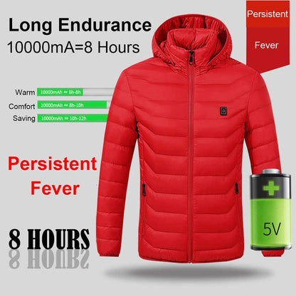 Winter Smart Electric Heating Hooded Jacket, Size:M(Red) - Down Jackets by buy2fix | Online Shopping UK | buy2fix