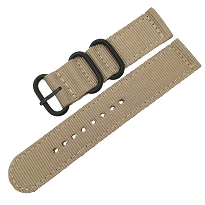 Washable Nylon Canvas Watchband, Band Width:18mm(Khaki with Black Ring Buckle) - Watch Accessories & Parts by buy2fix | Online Shopping UK | buy2fix