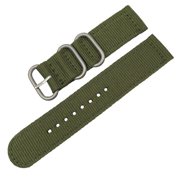 Washable Nylon Canvas Watchband, Band Width:18mm(Army Green with Silver Ring Buckle) - Watch Accessories & Parts by buy2fix | Online Shopping UK | buy2fix