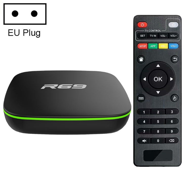 R69 1080P HD Smart TV BOX Android 4.4 Media Player wtih Remote Control, Quad Core Allwinner H3, RAM: 2GB, ROM: 16GB, 2.4G WiFi, LAN, EU Plug - Allwinner H3 by buy2fix | Online Shopping UK | buy2fix